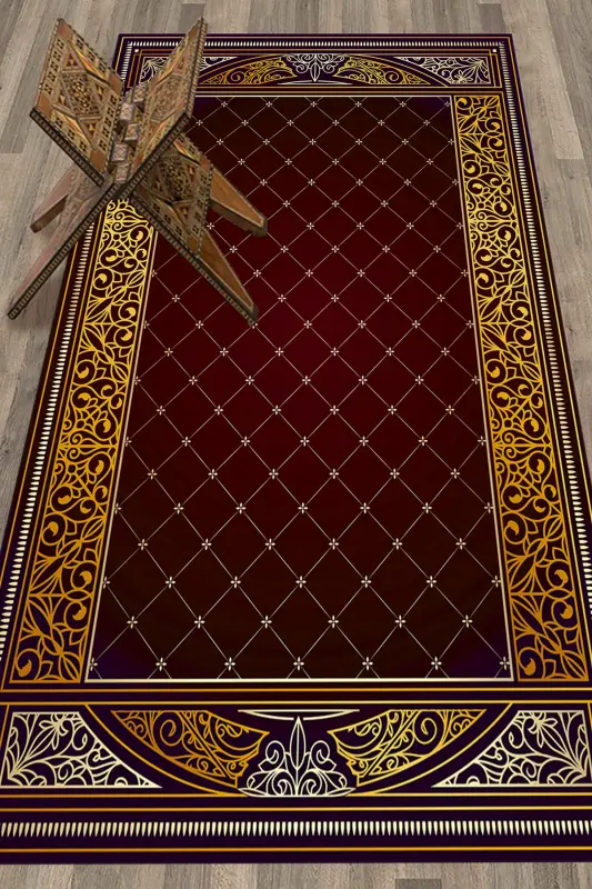 Raqamli bosma naqshli, sirpanmaydigan, yuviladigan joynamoz 70x130, JOYNAMOZ-22-QIZIL,-QIZIL - 2