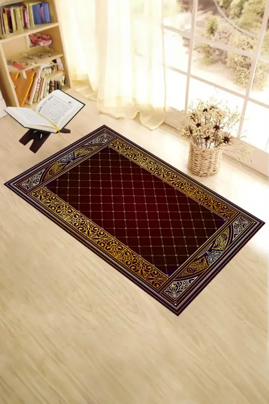 Raqamli bosma naqshli, sirpanmaydigan, yuviladigan joynamoz 70x130, JOYNAMOZ-22-QIZIL,-QIZIL - 6