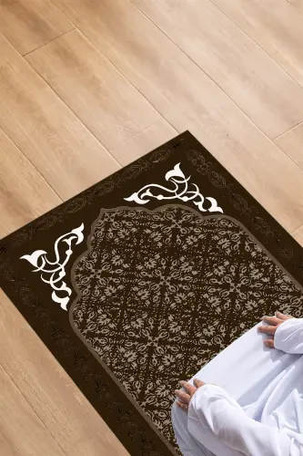 Raqamli bosma naqshli, sirpanmaydigan, yuviladigan, sovg'ali, sep, namozlik joynamoz, JOYNAMOZ-84-QAHVA, -QAHVARANGI - 1