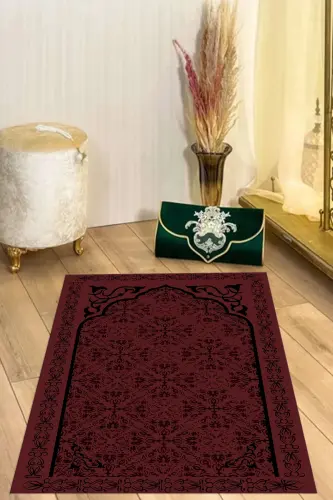 Raqamli bosma naqshli sirpanmaydigan yuviladigan sovg'alik sep namozlik joynamoz, JOYNAMOZ-84-BORDO,-BORDO - 7