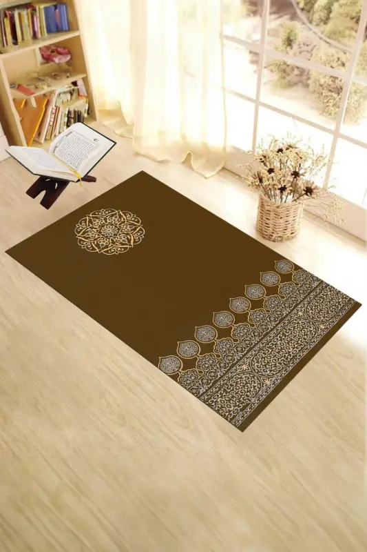 Raqamli bosma naqshli yuviladigan esdalik namoz gilamchasi sajda 70x130, SAJDA-44-QO'NG'IR,-QO'NG'IR - 3