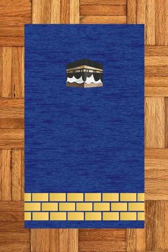 Raqamli bosma yuviladigan Kaaba naqshli sovg'a namoz gilami joynamozi 70x130, joynamoz-45-ko'k,-KO'K - EY HOME (1)
