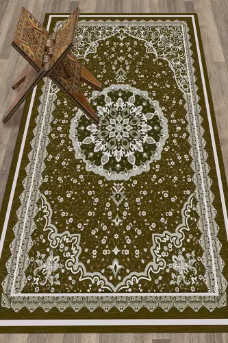 Raqamli bosma yuviladigan klassik naqshli namoz gilamchasi 70x130, gilamcha-40-jigarrang, -JIGARRANG - 7