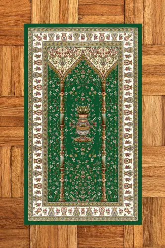 Raqamli bosma yuviladigan klassik naqshli namoz gilami 70x130, SECCADE-30-YEŞİL,-YEŞİL - 4