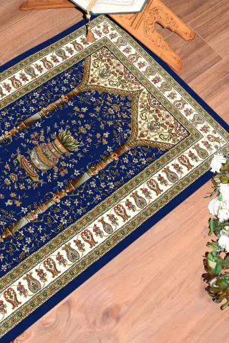 Raqamli bosma yuviladigan klassik naqshli namozlik joynamozi 70x130, JOYNAMOZ-30-KO'K,-KO'K - EY HOME (1)