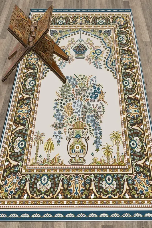 Raqamli bosma yuviladigan klassik naqshli sovg'alik namozlik joynamozi 70x130, Joynamoz-29-ko'k, -KO'K - 1