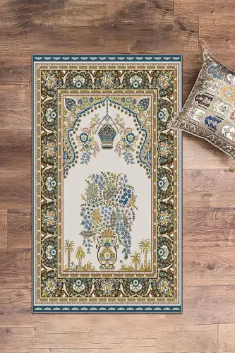Raqamli bosma yuviladigan klassik naqshli sovg'alik namozlik joynamozi 70x130, Joynamoz-29-ko'k, -KO'K - 7