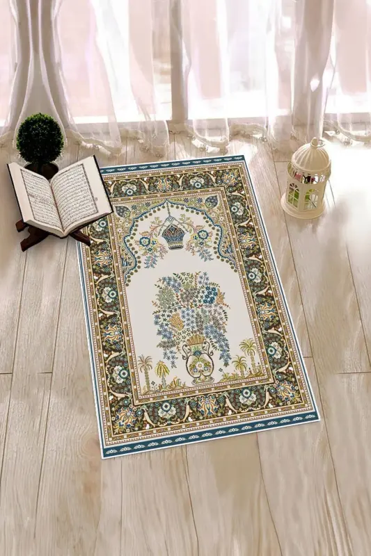 Raqamli bosma yuviladigan klassik naqshli sovg'alik namozlik joynamozi 70x130, Joynamoz-29-ko'k, -KO'K - 8