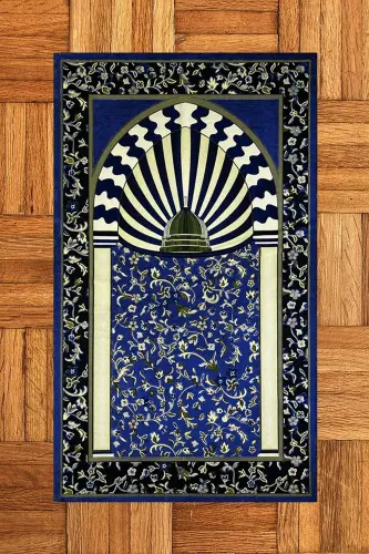 Raqamli bosma yuviladigan masjid naqshli esdalik namoz gilami 70x130cm, gilam-34-ko'k,-KO'K - 3