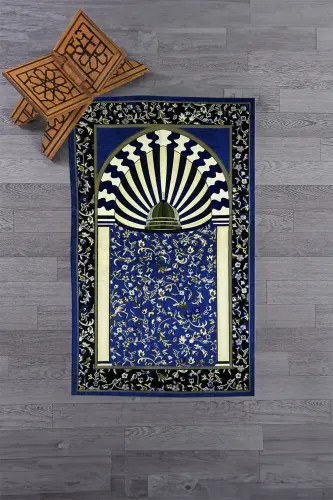 Raqamli bosma yuviladigan masjid naqshli esdalik namoz gilami 70x130cm, gilam-34-ko'k,-KO'K - 5
