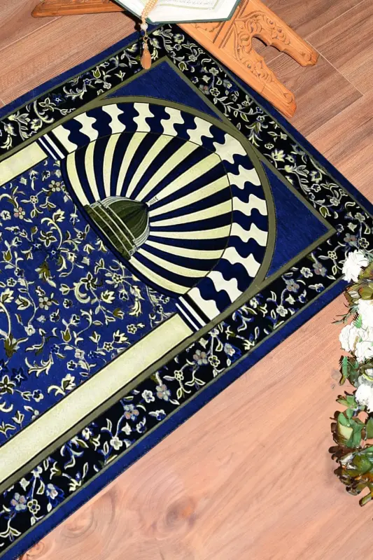Raqamli bosma yuviladigan masjid naqshli esdalik namoz gilami 70x130cm, gilam-34-ko'k,-KO'K - EY HOME