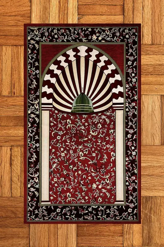 Raqamli bosma yuviladigan masjid naqshli sovg'abop namozxon seccoda 70x130 sm - QIZIL - 4