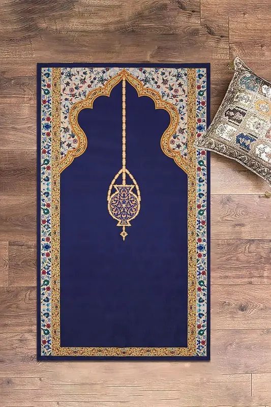 Raqamli bosma yuviladigan nafis naqshli namoz gilamchasi 70x130 sm, Seccade-18-mor,-MOR - 1