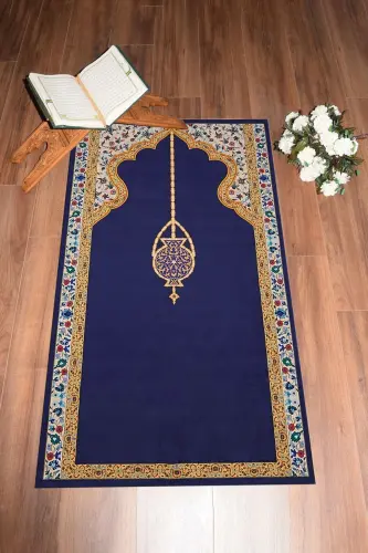 Raqamli bosma yuviladigan nafis naqshli namoz gilamchasi 70x130 sm, Seccade-18-mor,-MOR - 5