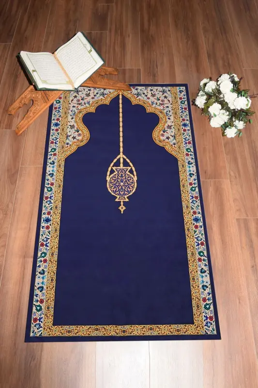 Raqamli bosma yuviladigan nafis naqshli namoz gilamchasi 70x130 sm, Seccade-18-mor,-MOR - 5