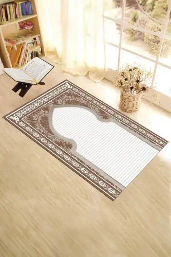 Raqamli bosma yuviladigan naqshli sovg'a namoz gilami 70x130, SECCADE-27-QAHVARANGI,-QAHVARANGI - 5