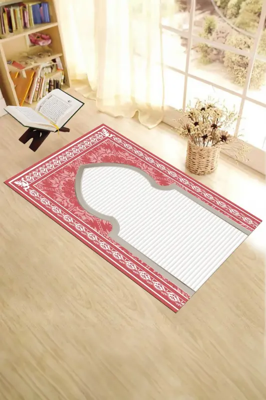 Raqamli bosma yuviladigan naqshli sovg'a namozlik joynamozi 70x130, JOYNAMOZ-27-QIZIL,-QIZIL - 5