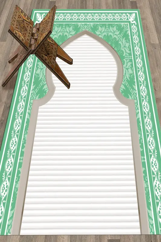Raqamli bosma yuviladigan naqshli sovg'a namozlik joynamozi 70x130, JOYNAMOZ-27-YASHIL,-YASHIL - 1