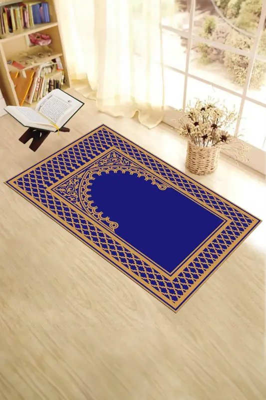 Raqamli bosma yuviladigan o'chiriladigan zamonaviy namozlik joynamozi 70x130 sm, JOYNAMOZ-7-KO'K,-KO'K - 1
