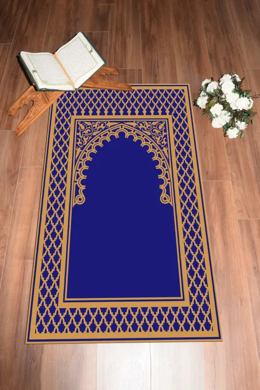 Raqamli bosma yuviladigan o'chiriladigan zamonaviy namozlik joynamozi 70x130 sm, JOYNAMOZ-7-KO'K,-KO'K - 7