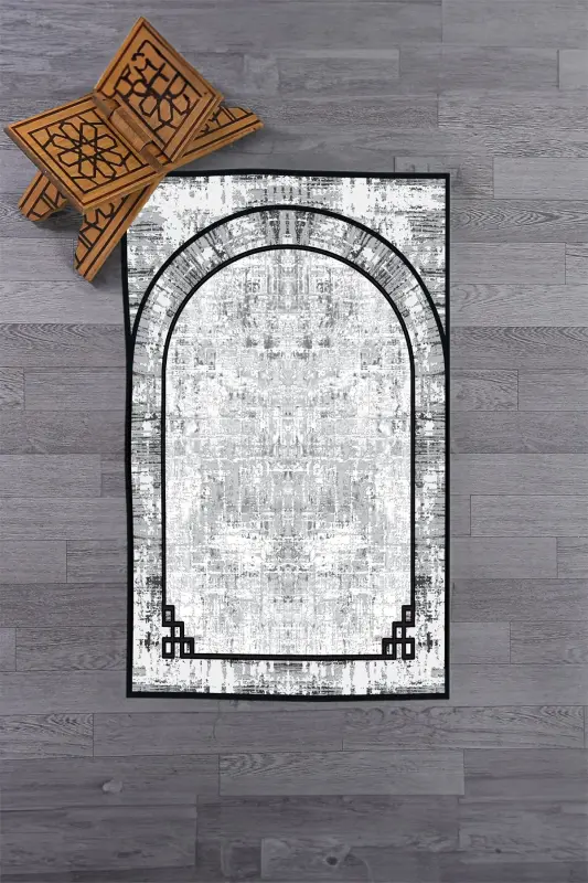 Raqamli bosma yuviladigan oddiy naqshli sovg'a namozlik joynamozi 70x130, JOYNAMOZ-39-GRIS,-GRIS - 4