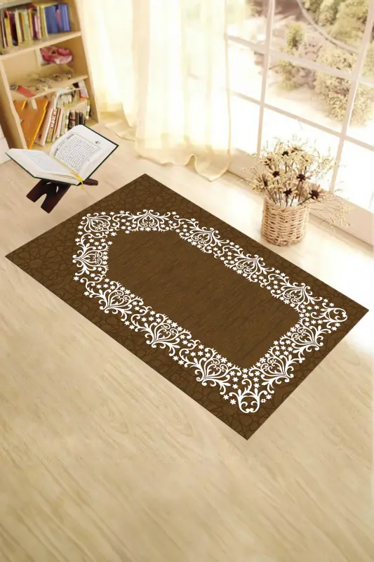 Raqamli bosma yuviladigan oddiy zamonaviy namozlik joynamozi 70x130 sm. , JOYNAMOZ-12-QAHVARANGI,-QAHVARANGI - 8
