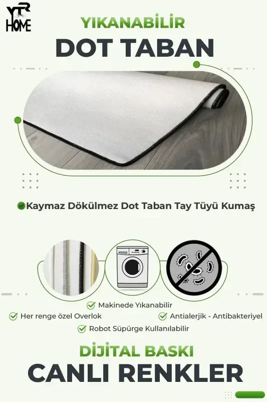 Raqamli bosma yuviladigan sirpanmaydigan taglik dekorativ salon oshxona gilami yo'lak-kulrang - 3