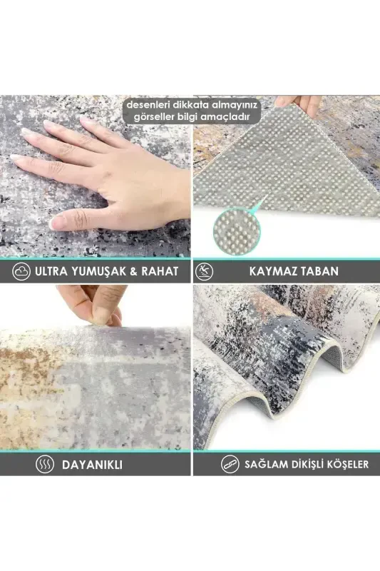 Raqamli bosma Yuviladigan sirpanmaydigan taglik Dekorativ zal gilami Oshxona gilami (26)-kvadratbal - 3