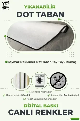 Raqamli bosma Yuviladigan sirpanmaydigan taglik Dekorativ zal oshxona gilami yo'lak - Och kulrang - MODAZONE (1)