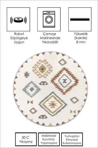 Raqamli bosma Yuviladigan Sirpanmaydigan taglik Dog 'tutmaydigan Dumaloq oshxona gilami Mehmonxona gilami va yo'lak-rangli - 1