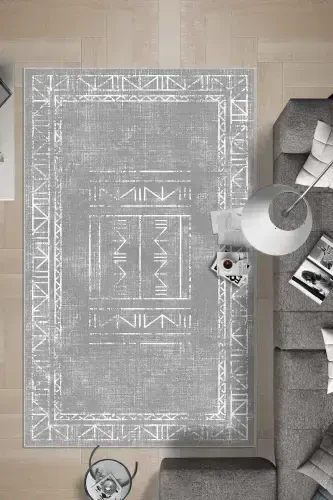 Raqamli bosma Yuviladigan Sirpanmaydigan taglikli mehmonxona gilami oshxona gilami yo'lak va hammom tagligi - kulrang - 2