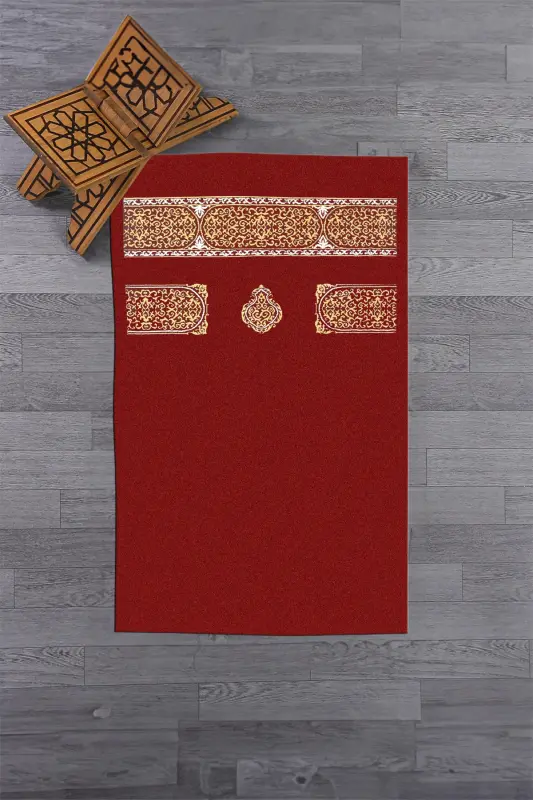 Raqamli bosma yuviladigan sodda naqsh sovg'a namoz xalisi joynamoz 70x130 - QIZIL - 4