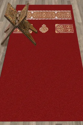 Raqamli bosma yuviladigan sodda naqsh sovg'a namoz xalisi joynamoz 70x130 - QIZIL - 7
