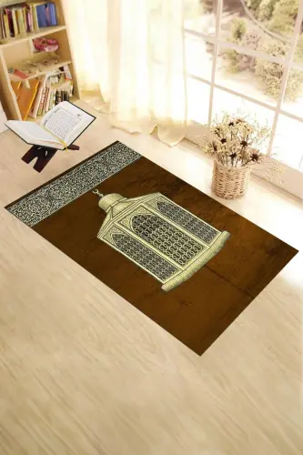 Raqamli bosma yuviladigan sovg'a hashamatli namoz gilami Sajda 70x130, Sajda-41-kofe, -JIGARRANG - 3