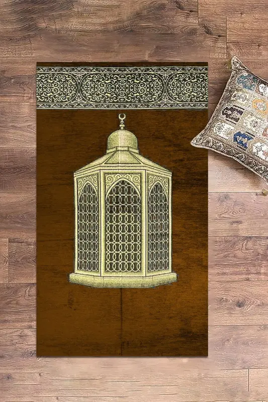 Raqamli bosma yuviladigan sovg'a hashamatli namoz gilami Sajda 70x130, Sajda-41-kofe, -JIGARRANG - 5