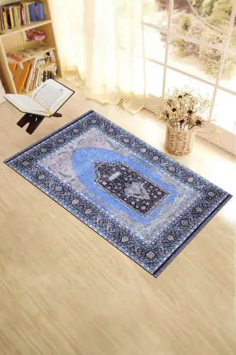 Raqamli bosma yuviladigan sovg'a klassik namoz gilami 70x130cm, SECCADE-33-MAVI,-MAVI - 4