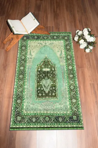 Raqamli bosma yuviladigan sovg'a klassik namoz gilami 70x130cm, SECCADE-33-YASHIL,-YASHIL - EY HOME (1)