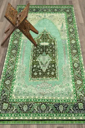 Raqamli bosma yuviladigan sovg'a klassik namoz gilami 70x130cm, SECCADE-33-YASHIL,-YASHIL - 8