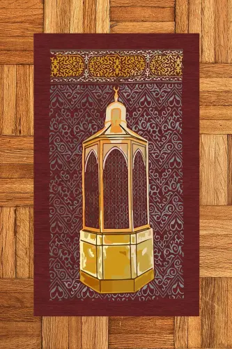 Raqamli bosma yuviladigan sovg'a namozxona gilami joynamoz 70x130cm - QIZIL - 3