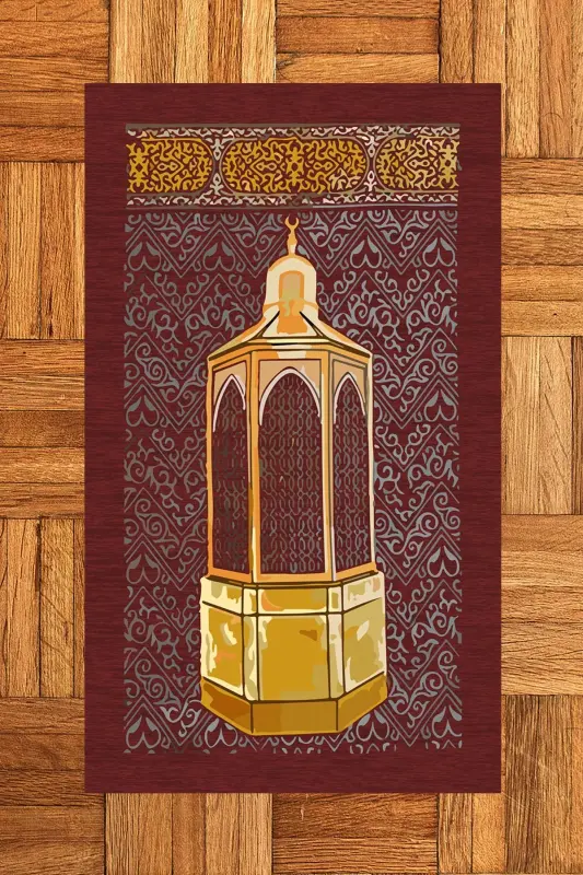 Raqamli bosma yuviladigan sovg'a namozxona gilami joynamoz 70x130cm - QIZIL - 3