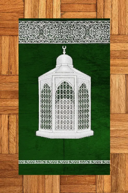 Raqamli bosma yuviladigan sovg'a uchun shinam namozxona gilami joynamoz 70x130sm - YASHIL - 3