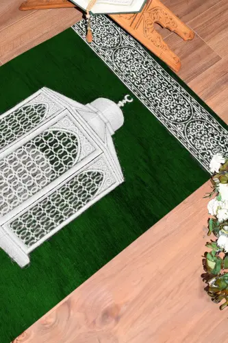 Raqamli bosma yuviladigan sovg'a uchun shinam namozxona gilami joynamoz 70x130sm - YASHIL - 9