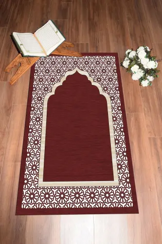 Raqamli bosma yuviladigan sovg'a uchun zamonaviy namoz gilamchasi 70x130 sm, SECCADE-17-QIZIL,-QIZIL - 5