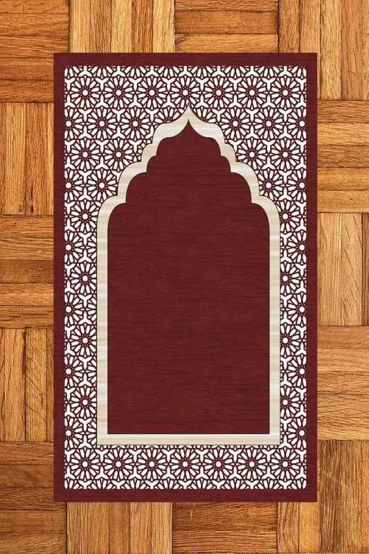 Raqamli bosma yuviladigan sovg'a uchun zamonaviy namoz gilamchasi 70x130 sm, SECCADE-17-QIZIL,-QIZIL - 6