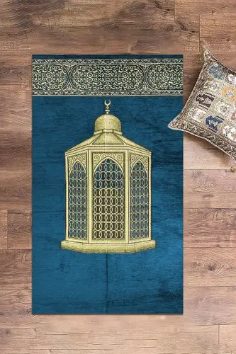 Raqamli bosma yuviladigan sovg'a uchun zamonaviy namoz gilami joynamozi 70x130, joynamoz-41-ko'k,-KO'K - 5