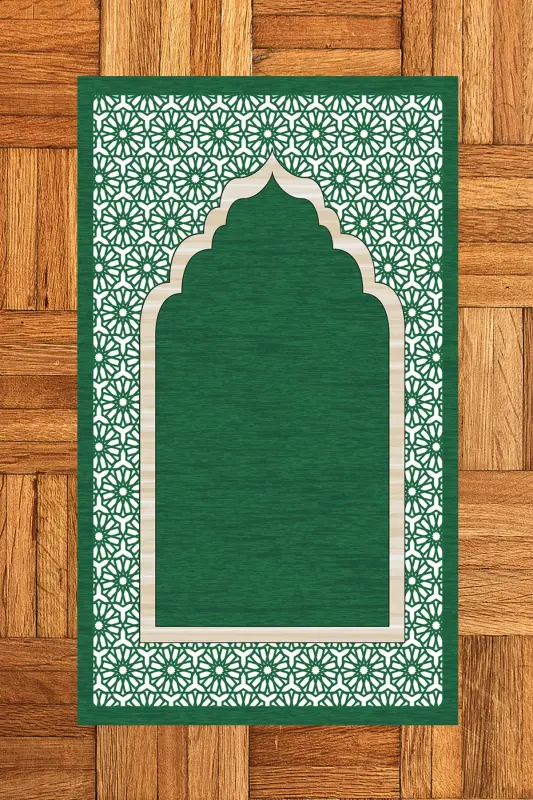 Raqamli bosma yuviladigan sovg'a zamonaviy namoz gilami 70x130 sm, SAJJADA-17-YASHIL,-YASHIL - 6