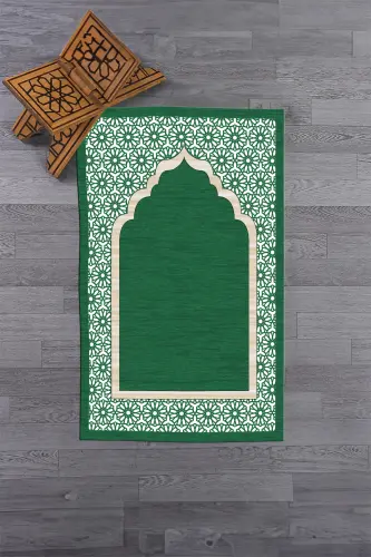 Raqamli bosma yuviladigan sovg'a zamonaviy namoz gilami 70x130 sm, SAJJADA-17-YASHIL,-YASHIL - 8