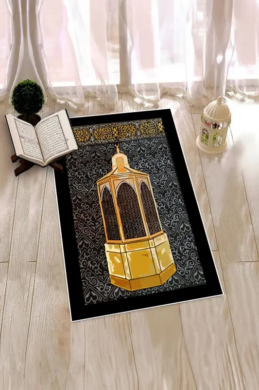 Raqamli bosma yuviladigan sovg‘abop namozgoh joynamoz 70x130 sm - QORA - 6
