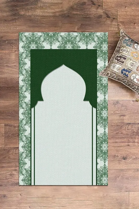 Raqamli bosma yuviladigan sovg'ali namozlik joynamozi 70x130cm, SECCADE-25-YASHIL,-YASHIL - 8