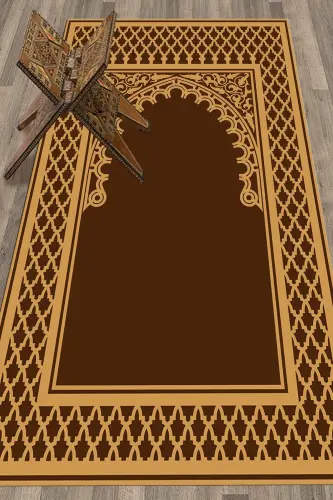 Raqamli bosma yuviladigan tozalanadigan zamonaviy namoz gilamchasi 70x130 sm. , SECCADE-7-KAHVERANGİ,-KAHVERANGİ - 5